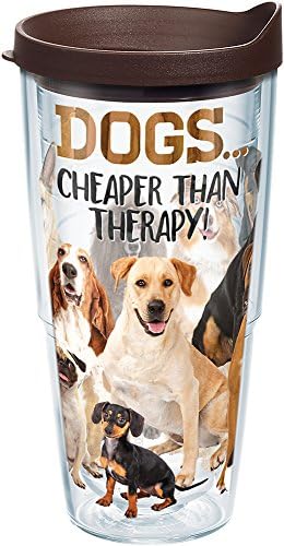 Tervis Dog Therapy Plastic Tumbler com embrulho e tampa marrom 24oz, transparente