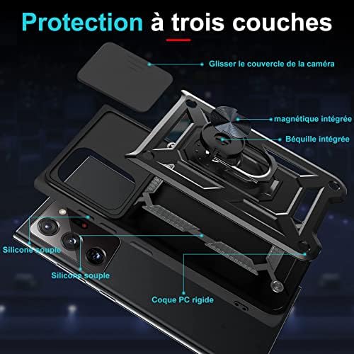 Caso Neivi para Samsung Galaxy Note 20 Caso Ultra com Protetor de capa de câmera deslizante de Kickstand magnético [Proteção