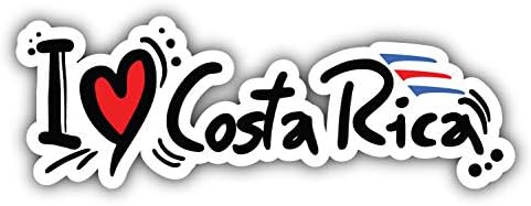 JJH Inc, eu amo o slogan slogan da bandeira da Costa Rica, adesivo de decalque de vinil, adesivo de pára -choques de decalques de carro 5