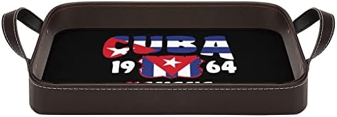 Bandeja de couro de bandeira Havana Cuba Organizador de armazenamento de bandeja personalizado com alças para hotel