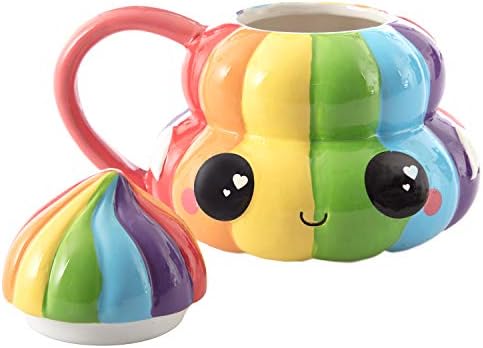 Seven20 Rainbow Emoji Coffee Caneca, 20oz - Design de redemoinho de cocô engraçado com tampa - ótimo presente para crianças e adultos - cerâmica -cerâmica