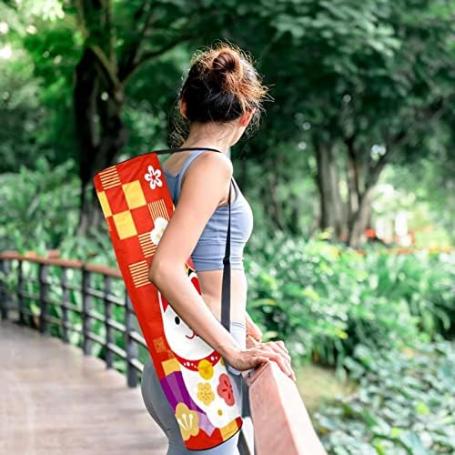 Cartão de ano novo Yoga Mat Bags Full-Zip Yoga Carry Bag for Mulher Homens, Exercício de ioga transportadora com cinta ajustável