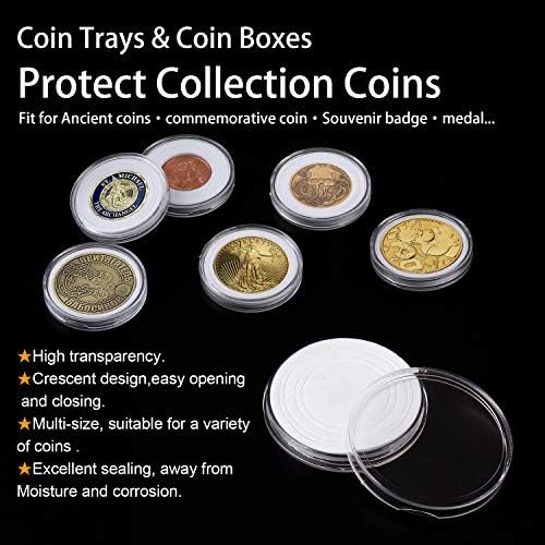 Cápsulas de moedas de 100 peças de 30 mm e 5 tamanhos protegem a caixa do suporte da junta com caixa de organizador