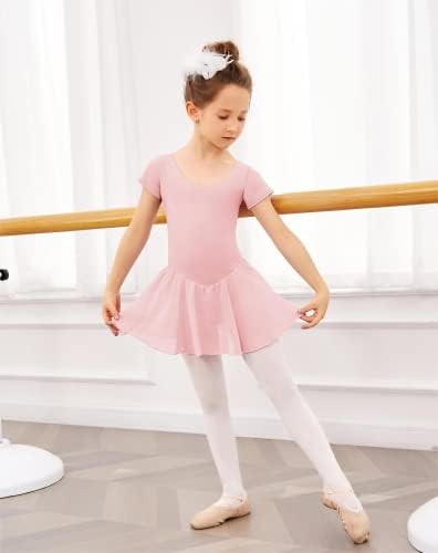 Arshiner Girls Ballet Leotard com chiffon tutu saia dança use manga curta Toddler bailarina vestido de roupa