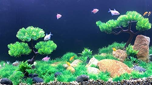 Aquário artificial Plantas de água verde conjunto de 25 PCs, decorações de aquário de tanques de peixes, feitos de plástico macio,