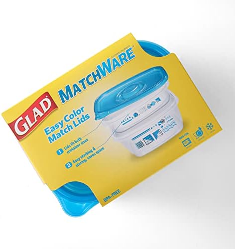 Gladware Matchware Alimentos Recipientes de armazenamento de alimentos, 4 contam recipientes e tampas retangulares | BPA GRATUITO