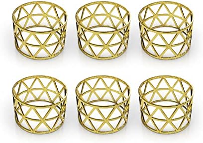 Conjunto de 6 anéis de guardanapo de ouro, anel de guardanapo com 6 panos, anéis de guardana