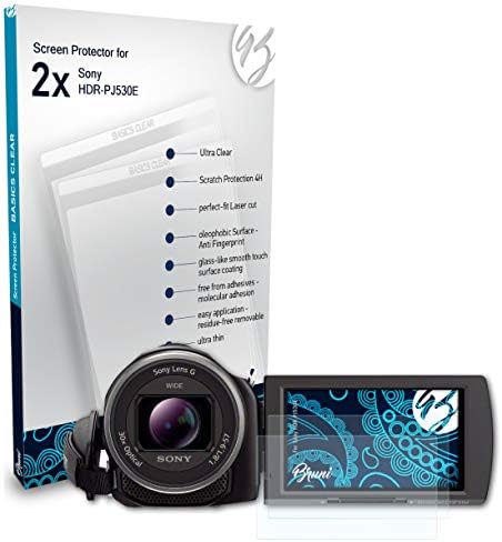 Protetor de tela Bruni compatível com filme protetor da Sony HDR-PJ530E, filme de proteção cristalina
