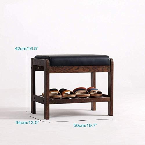 Prateleiras duráveis ​​de Htllt Banco de sapatos de madeira maciça com almofada de assento, organizador de rack de armazenamento