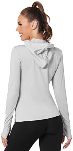 Coorun feminino upf 50+ camisas de caminhada de manga comprida 1/4 zip capuz Sun Protection camisa ao ar livre com