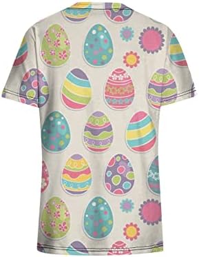 Tops de roupas de trabalho da Páscoa para mulheres ovos coloridos impressos de manga curta uniformes férias engraçadas