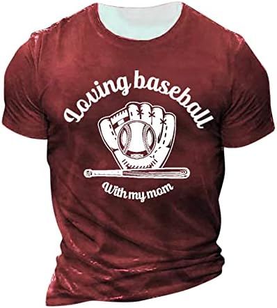 Camisetas masculinas rtrde de verão no pescoço redondo do pescoço vintage letra de beisebol de impressão de impressão camisetas