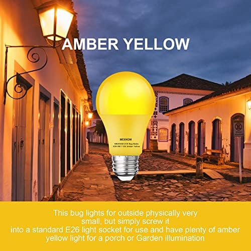 MEXHOM 2 Pacote de lâmpadas de inseto amarelo Bulbos externos 9W 110V E26 Luz de inseto para lâmpadas de inseto LED