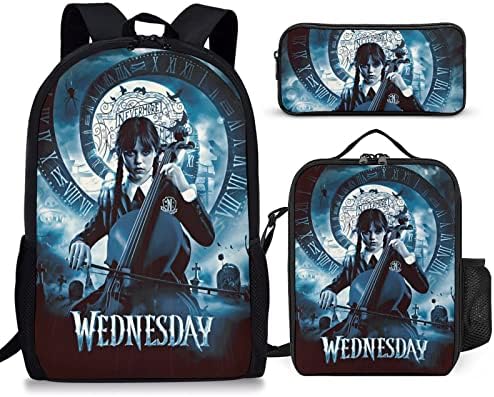 Cuxzaks Fantasy Movie School Backpack 3pc Backpack Set Backpack de laptop casual com lanchone
