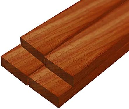 Pacote de 4 placa de madeira africana Padauk - 3/4 'x 2' 3/4 x 2 x 12 peças de madeira adequadas para artesanato e projetos de madeira