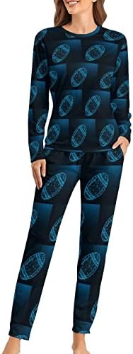 Resumo Rugby American Football Pijamas Conjunto de mangas compridas femininas Loungewear PJS Conjuntos de roupas de noite
