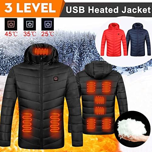 colete de aquecimento ilugue USB 9 peças masculino e fêmea carregando aquecimento aquecido por aquecimento de algodão aquecido camisa preta camisa preta