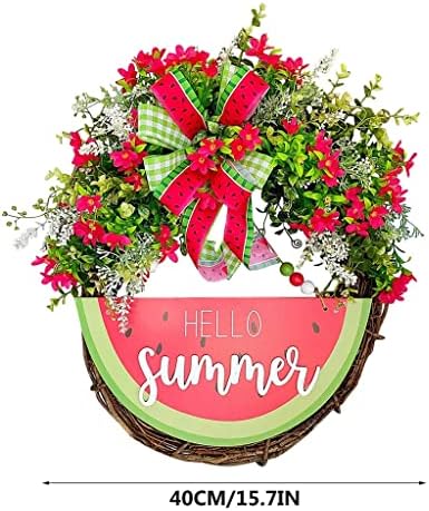 Grinaldas de melancia zhyh para a porta da frente da coroa de melancia artificial de verão com grinaldora de primavera com vadia