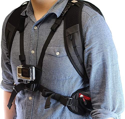Backpack da câmera de ação da Navitech e kit de combinação de acessórios de 18 em 1 com tira de tórax integrada-compatível