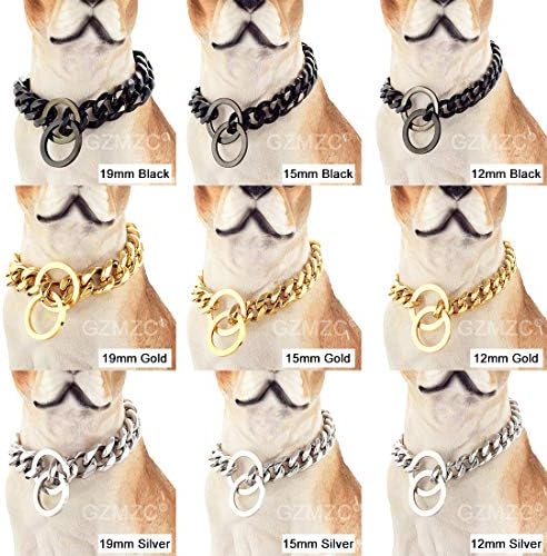 Gzmzc Chain Collar 18K Gold Gold High Polishless Stainless Aço Cubano Link forte Cadeia de treino de travessuras para mastigas fortes para cães de treina para cães pequenos para cães pequenos