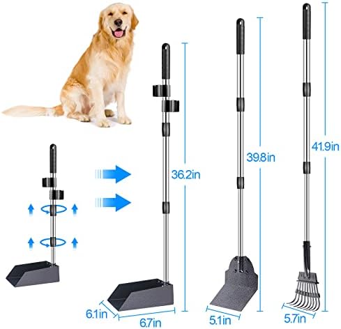 Conjunto de colegas de cão de cão tneltub, 3 pacote ajustável de 49,1 polegadas de comprimento bandeja de metal, ancinho