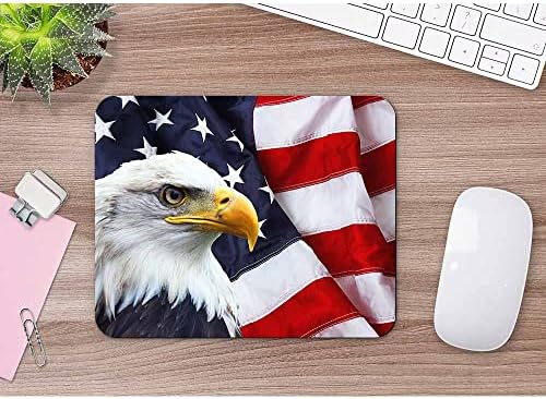AOYEGO Bald Eagle Mouse Pad North American Flag Patriótico USA Símbolo não deslizante Base de borracha 7.9x9.5 dobrável