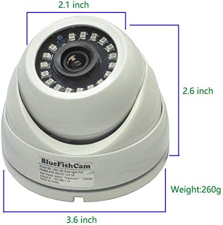 Bluefishcam Wired Poe IP Câmera 4MP Impermeável IP66 4,0MP Dome Metal Dome IP Câmera IP Sistema de vigilância IP