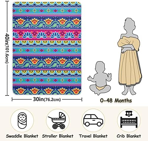 Clanta de arremesso Paquistão Indian Flower Cotton Clanta para bebês, recebendo cobertor, cobertor leve e macio para