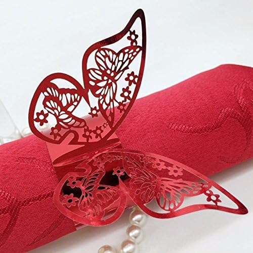 Conjunto SOPEAECE de 50 Butterfly Laser Cut Paper Rings Titulares Favores de casamento de festa para decoração de mesa Bodas