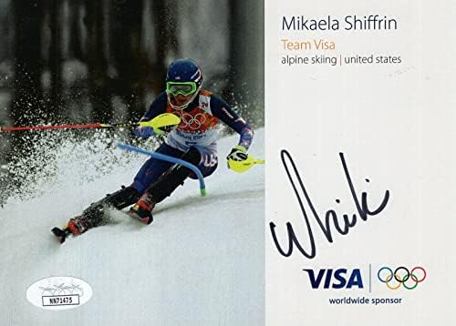 Mikaela Shiffrin assinou a mão 5x7 Foto colorida linda Skiier olímpica JSA - Fotos olímpicas autografadas
