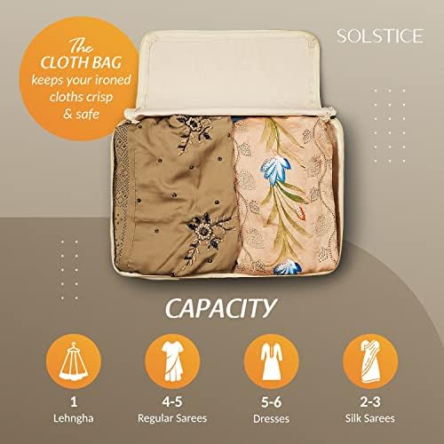 Solstice Cotton Canvas Roupas Sacos de armazenamento, tampas saree com zíper para armazenamento especialmente design para vestidos,