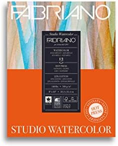 Fabriano Studio Hot Press Pad Pad, 8 x 10, branco