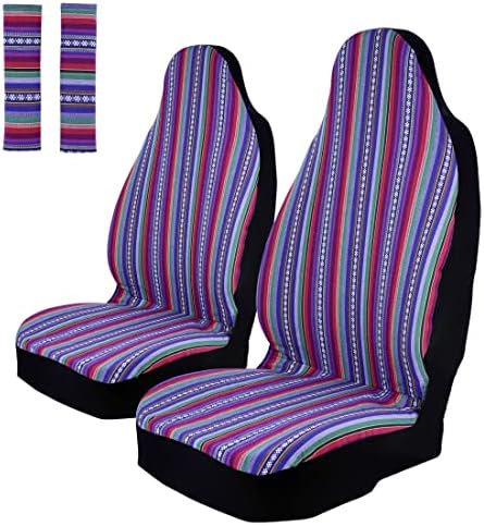 GrayComcomfy 4 PCs BOHO Capas de assento de carro colorido Taldão roxa da capa da frente, capa de cobertor Baja ajuste para