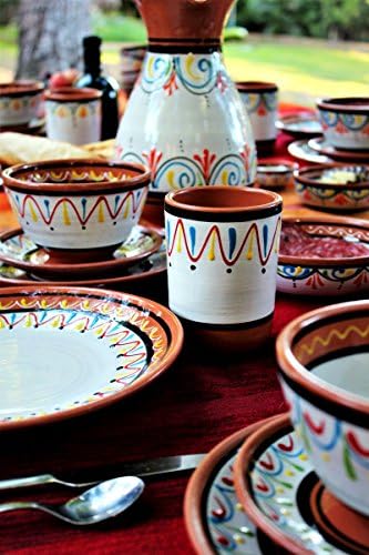 Cactus Canyon Ceramics Spanish Terracotta Cup de 5 peças Conjunto, branco