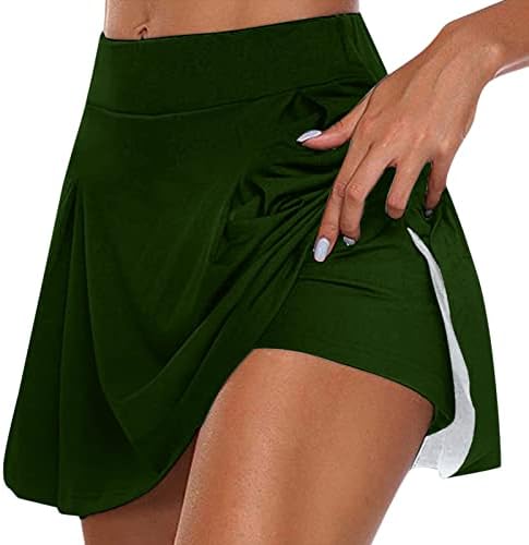 2 em 1 Skorts atléticos Saias com shorts para mulheres com cintura alta Skorts Skorts Solid CULOTTES Mini Skur
