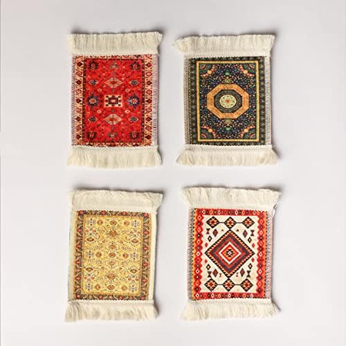 Otomania Conjunto de 4 montanhas -russas de tapetes cozinha e bar de design oriental tapetes de tecido tapetes tapetes de bebida