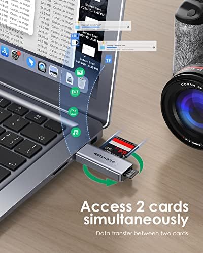 LENTÇÃO USB 3.0 TIPO A A SD/MICRO SD CARDE LEITOR, Adaptador de cartão SD 3.0 para SD/SDXC/SDHC, Micro SD/Micro SDXC/Micro SDHC Compatible MacBook Pro/Air, Surface, Chromebook, mais