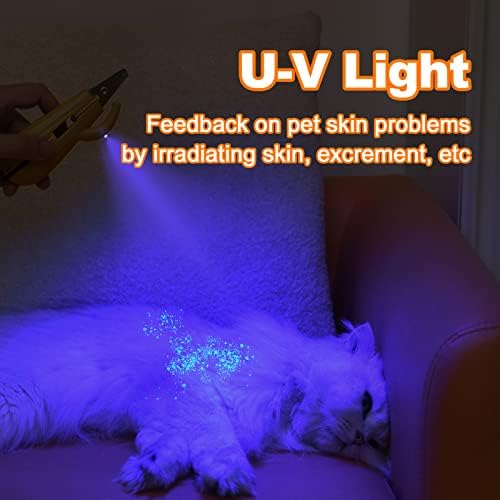 Pakeway Pet Unhel Clipper com LED & -U -V Light, Clipper de unhas de gatinho com luz LED ultra brilhante para linhagem de