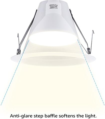 Torchstar de 12 polegadas de 12 polegadas embutidas podem acabar com o ar branco de ar branco, lâmpadas LED de pacote Anti-Glarare 12-pacote A19 LED, 9W = 60W, não-minúsculo, 5000k