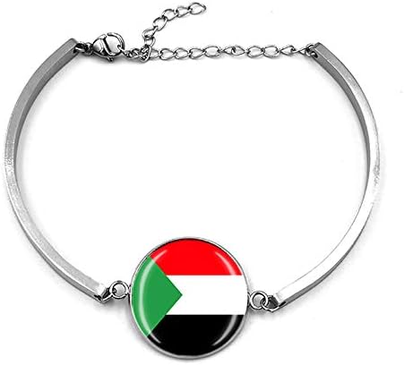 Sudão Bandeira Bandeira Metal Chain Cristal Wrist Sulmair