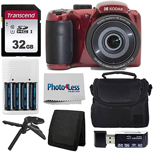 Kodak Pixpro AZ255 Câmera digital + ponto e tiro capa de câmera + cartão de memória SD de 32 GB + baterias recarregáveis ​​e carregador