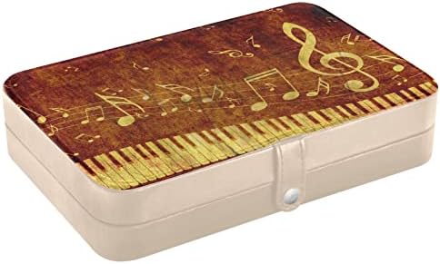 Chaves de piano de piano com notas musicais caixa de jóias pequenas caixas de jóias de couro PU Organizador de viagem