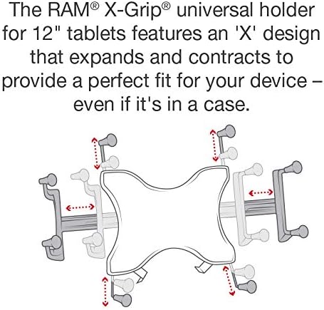 RAM Monta o suporte X-GRIP para RAM-HOL-UN11U compatível com Ram B 1 e C 1,5 Bases de bola redonda de tamanho, preto