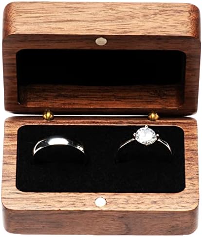 Cosis 2 Pacote caixa de anel de madeira para cerimônia de casamento