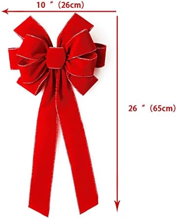Zechao Christmas Bow Velvet Webbing Red Large Archa de Natal Trepa de Natal Decorada com arame Red Red