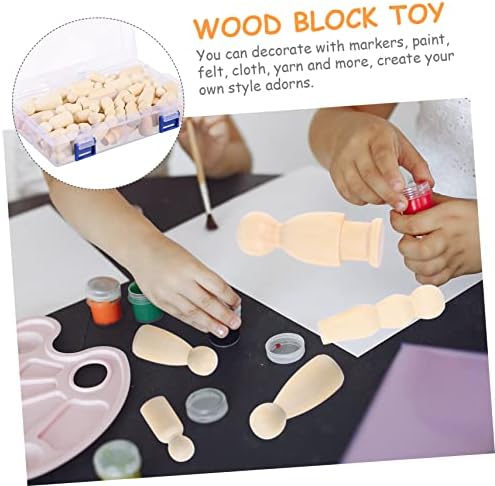 Homoyoyo White Wooden Man Toys Educacional Blocos Tilonais Para Crianças 55pcs DIY Toy Decor Block Block Rinents Kids