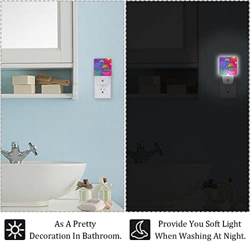 Rodailycay sensor de luz leve à noite, música colorida contrastante, 2 pacotes de luzes noturnas se conectam à parede, luz noturna de LED branco quente para viveiro, quarto, banheiro, corredor, quarto infantil, escadas