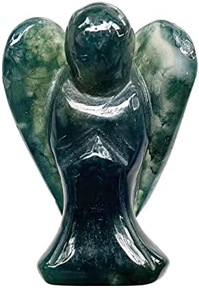 Fekuar Natural Green Aventurine Healing Crystal Prayer Guardian Angel estátua, esculpindo estatuetas de pedra de bolso