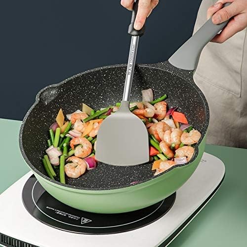 Friendlyss Premium não-bastão Wok Green Series wok com tampa, 30/32cm, alça resistente ao calor, tipo de indução, material ambientalmente amigável