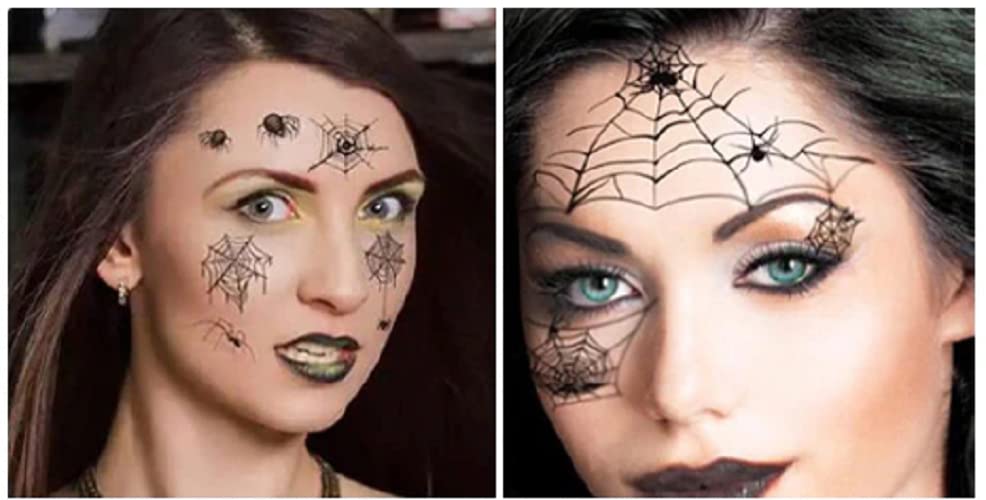 5 folhas YeahGoshopping Halloween Black Spider 3D impermeável Tattoo Tattoo Adesivos para o corpo, pescoço, rosto